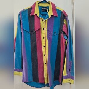 Vintage Wrangler Brushpopper Multicolor Striped Shirt